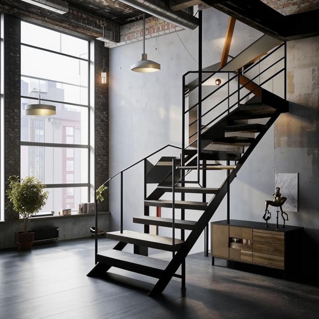 Как устанавливается металлическая лестница в двухэтажном доме?