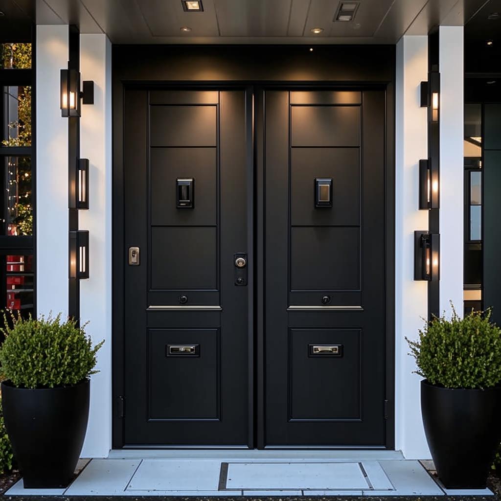 С каким интерьером сочетаются входные двери с чёрной фурнитурой?